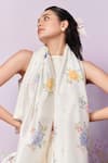 Shop_Moh India_Ivory Cross-stitch Rose Summer Stole _at_Aza_Fashions