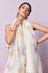 Moh India_Ivory Cross-stitch Rose Summer Stole _Online_at_Aza_Fashions