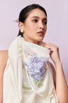 Buy_Moh India_Ivory Cross-stitch Rose Summer Scarf _Online_at_Aza_Fashions