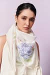 Shop_Moh India_Ivory Cross-stitch Rose Summer Scarf _Online_at_Aza_Fashions