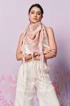 Buy_Moh India_Ivory Ditsy Print Lace Hanging Scarf _at_Aza_Fashions