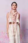 Shop_Moh India_Ivory Ditsy Print Lace Hanging Scarf _at_Aza_Fashions