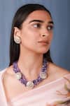 Buy_Riana Jewellery_Purple Stones Jadtar And Amethyst Bead Embellished Choker Set _at_Aza_Fashions
