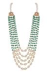 Shop_Riana Jewellery_Green Pearl And Bead Embellished Long Layered Florin Mala Necklace _at_Aza_Fashions