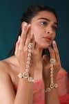 Buy_Riana Jewellery_White Pearls, Diamonds Kundan And Embellished Haathphool - Set Of 2 _at_Aza_Fashions