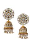 Shop_Riana Jewellery_White Pearls Kundan Embellished Earrings _at_Aza_Fashions