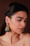 Buy_Riana Jewellery_Pink Rajasthani Stone And Bead Embellished Jhumkas _at_Aza_Fashions