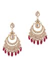 Shop Riana Jewellery Red Beads, Diamonds Kundan Embellished Drop Chandbalis at Aza Fashions Shop_Riana Jewellery_Red Beads, Diamonds Kundan Embellished Drop Chandbalis _at_Aza_Fashions