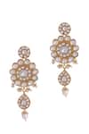 Shop Riana Jewellery White Stones, Beads Floral Carved Dangler Earrings at Aza Fashions Shop_Riana Jewellery_White Stones, Beads Floral Carved Dangler Earrings _at_Aza_Fashions
