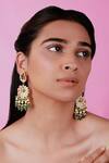 Buy_Riana Jewellery_Green Stones, Beads Peacock Carved Pendant Choker Set _at_Aza_Fashions