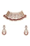 Riana Jewellery_Pink Stone Embellished Necklace Set _Online_at_Aza_Fashions