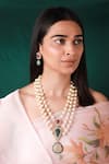 Buy_Riana Jewellery_White Pearl Embellished Layered Pendant Necklace Set _at_Aza_Fashions