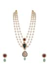 Shop_Riana Jewellery_White Pearl Embellished Layered Pendant Necklace Set _at_Aza_Fashions