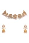 Riana Jewellery_White Kundan Embellished Choker Set _Online_at_Aza_Fashions