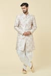 Buy_Arihant Rai Sinha_Gold Kurta Silk Embroidery Diamond With Dhoti Pant _at_Aza_Fashions