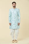 Buy_Arihant Rai Sinha_Blue Kurta Silk Embroidery Diamond Straight With Dhoti Pant _Online_at_Aza_Fashions