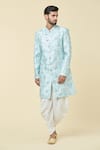 Shop_Arihant Rai Sinha_Blue Kurta Silk Embroidery Diamond Straight With Dhoti Pant _Online_at_Aza_Fashions