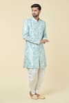 Arihant Rai Sinha_Blue Kurta Silk Embroidery Diamond Straight With Dhoti Pant _at_Aza_Fashions