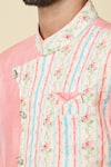 Buy_Arihant Rai Sinha_Pink Attached Jacket Soft Cotton Embroidery Placement Kurta With Dhoti Pant _Online_at_Aza_Fashions