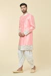 Buy_Arihant Rai Sinha_Pink Kurta Silk Placement Embroidery Diamond With Dhoti Pant _Online_at_Aza_Fashions