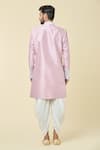 Shop_Arihant Rai Sinha_Pink Kurta Silk Placement Embroidery Leaf With Peshwari Dhoti Pant _at_Aza_Fashions