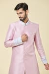 Shop_Arihant Rai Sinha_Pink Kurta Silk Placement Embroidery Leaf With Peshwari Dhoti Pant _Online_at_Aza_Fashions