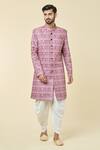 Buy_Arihant Rai Sinha_Purple Cotton, Silk Sequins, Floral Bloom Pattern Kurta With Dhoti Pant _at_Aza_Fashions