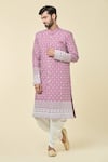 Buy_Arihant Rai Sinha_Pink Kurta Soft Cotton Embroidery Floret Bloom With Dhoti Pant _at_Aza_Fashions