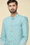 Arihant Rai Sinha_Blue Silk Embroidery Floral Star Kurta With Dhoti Pant _at_Aza_Fashions