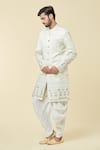 Buy_Arihant Rai Sinha_Cream Silk Embroidery Diamond Floral Kurta With Dhoti Pant _at_Aza_Fashions