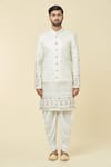Buy_Arihant Rai Sinha_Cream Silk Embroidery Diamond Floral Kurta With Dhoti Pant _Online_at_Aza_Fashions