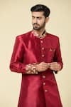 Shop_Arihant Rai Sinha_Maroon Kurta Silk Placement Woven Floral Pattern With Dhoti Pant _Online_at_Aza_Fashions