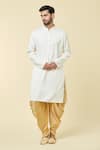 Buy_Arihant Rai Sinha_Cream Kurta Cotton Plain And Dhoti Pant Set _at_Aza_Fashions