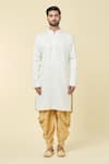 Arihant Rai Sinha_Cream Kurta Cotton Plain And Dhoti Pant Set _Online_at_Aza_Fashions