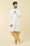 Buy_Arihant Rai Sinha_Cream Kurta Cotton Plain And Dhoti Pant Set _Online_at_Aza_Fashions