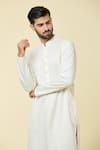 Shop_Arihant Rai Sinha_Cream Kurta Cotton Plain And Dhoti Pant Set _Online_at_Aza_Fashions