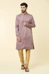 Buy_Arihant Rai Sinha_Brown Kurta Cotton Plain And Churidar Set _at_Aza_Fashions