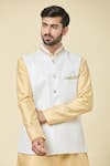 Aryavir Malhotra_White Silk Embroidered Sequin Bundi Kurta Set _at_Aza_Fashions