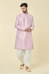 Buy_Arihant Rai Sinha_Pink Kurta Silk Embroidered Sequin And Peshawari Pant Set _at_Aza_Fashions