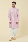 Buy_Arihant Rai Sinha_Pink Kurta Silk Embroidered Sequin And Peshawari Pant Set _Online_at_Aza_Fashions