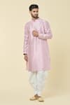 Shop_Arihant Rai Sinha_Pink Kurta Silk Embroidered Sequin And Peshawari Pant Set _Online_at_Aza_Fashions