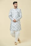 Buy_Arihant Rai Sinha_Grey Kurta Silk Embroidered Sequin And Peshawari Pant Set _at_Aza_Fashions