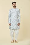 Buy_Arihant Rai Sinha_Grey Kurta Silk Embroidered Sequin And Peshawari Pant Set _Online_at_Aza_Fashions