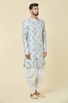 Shop_Arihant Rai Sinha_Grey Kurta Silk Embroidered Sequin And Peshawari Pant Set _Online_at_Aza_Fashions