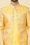 Buy_Arihant Rai Sinha_Yellow Kurta Silk Woven Floral Geometric Panel With Peshawari Pant _Online_at_Aza_Fashions