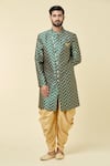 Buy_Arihant Rai Sinha_Green Jacquard, Silk Embroidery Woven Floral Butti Sherwani With Peshawari Pant _Online_at_Aza_Fashions