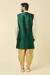 Shop_Arihant Rai Sinha_Green Kurta Silk Woven Checkered Floral Panel With Peshawari Pant _at_Aza_Fashions