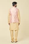 Shop_Aryavir Malhotra_Pink Jacquard Woven Foliage Bundi _at_Aza_Fashions