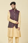 Buy_Arihant Rai Sinha_Wine Jacquard Sequins, Embroidery Floral Woven Bundi _Online_at_Aza_Fashions