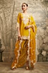 Buy_Prisho_Yellow Silk Embroidered Resham Round Lampi Kurta Tulip Pant Set _at_Aza_Fashions